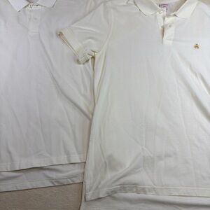 Lot 2 Brooks Brothers 1818 Performance Polo Shirt L Whitish Cream Cotton